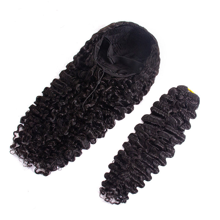KRN Burmese Curly Half Wig with Feather Crochet Hair