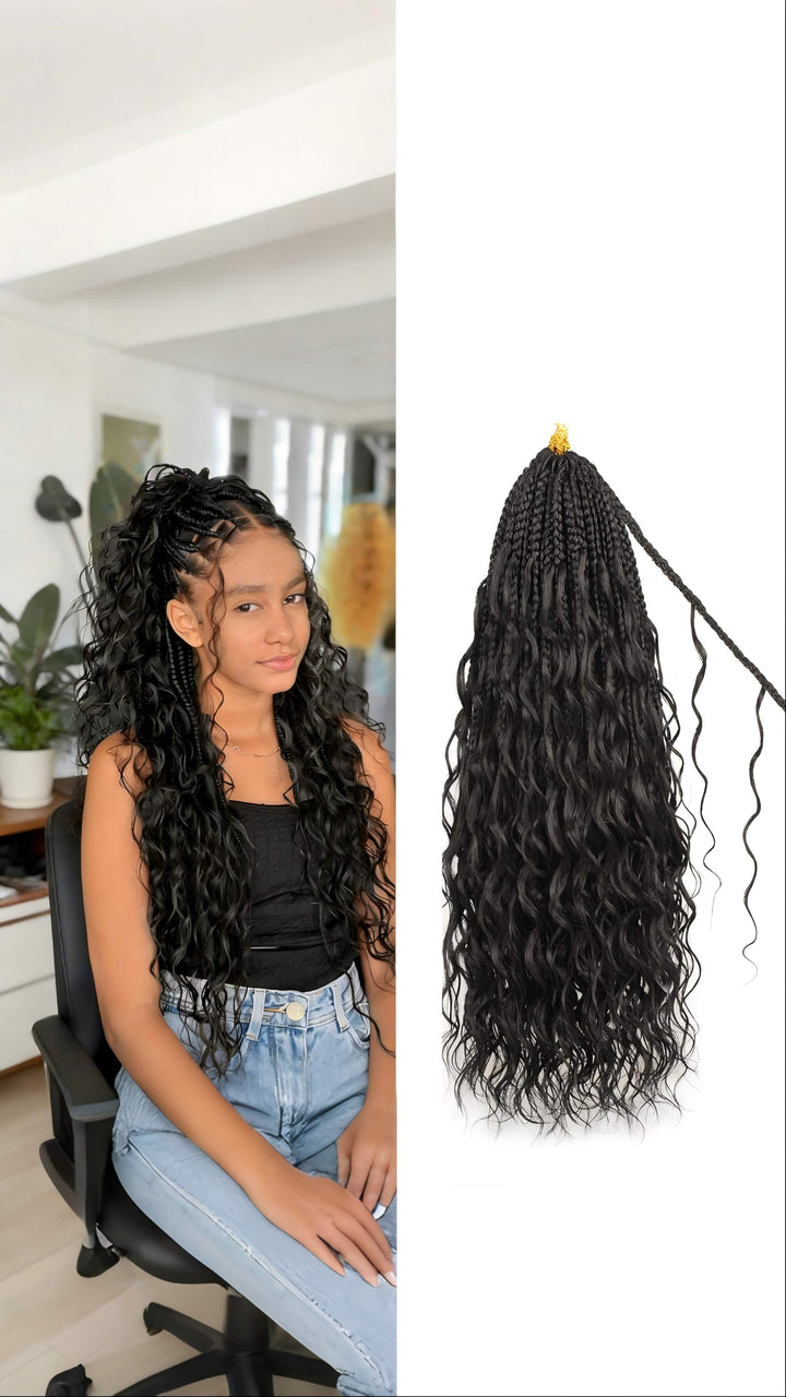 Crochet Mermaid Braids with Human Hair Curls Pre-Looped Loose Wave