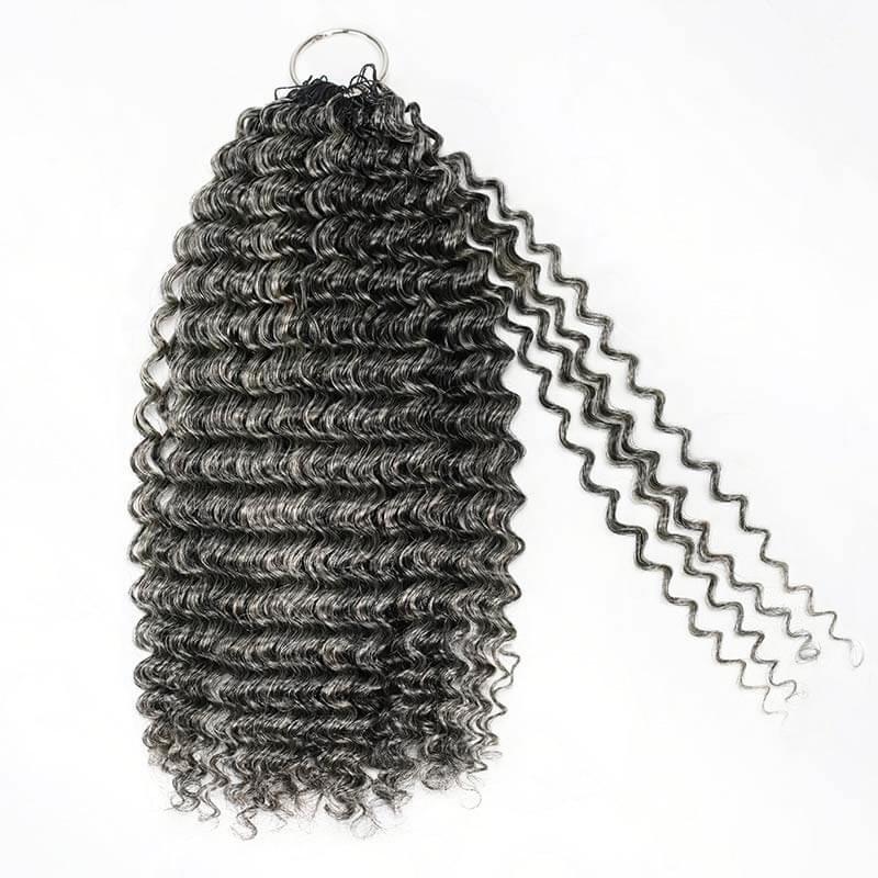 Salt & Pepper Crochet Hair Body Wave Machine Made Feather Human Hair Extension