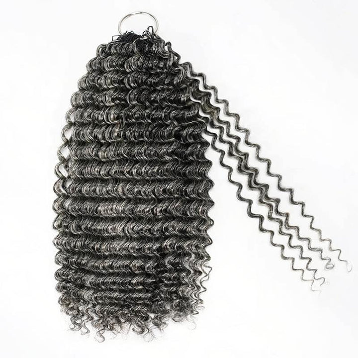 Salt & Pepper Crochet Hair Body Wave Machine Made Feather Human Hair Extension