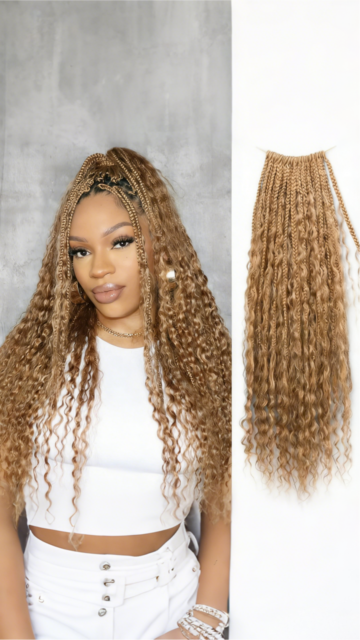 KRN 27# Kinky Curly Blonde Crochet Boho Box Braids "14inch-30inch"