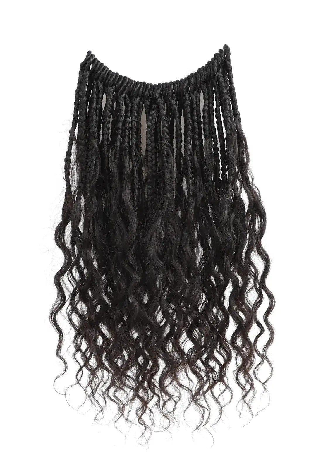 Pre Looped Crochet Boho Box Braids With Deep Wave Human Hair Curls-20Strands/Pack