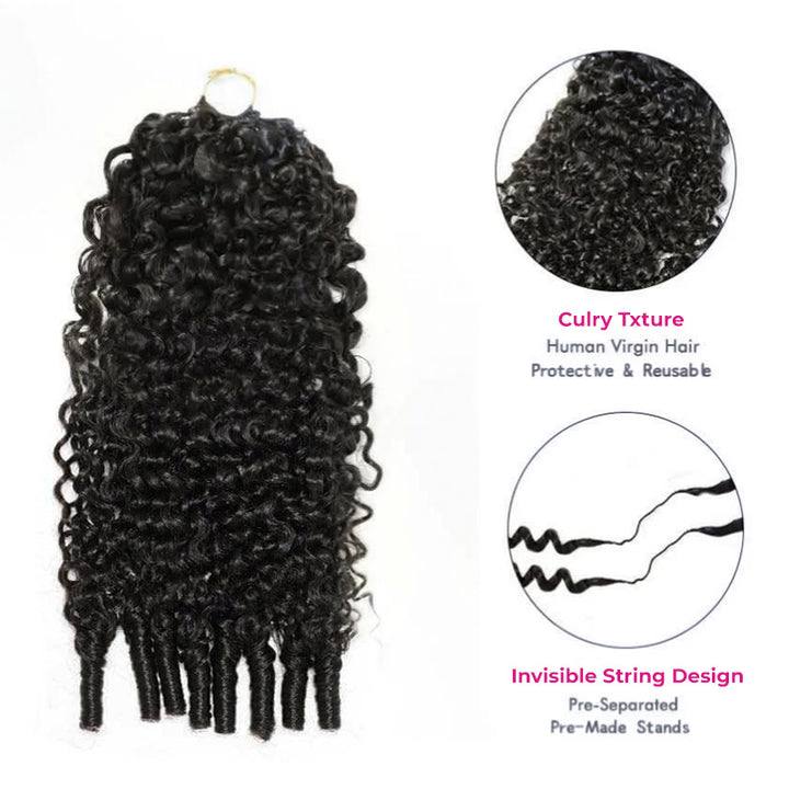 Burmese Curly Feather Crochet Real Human Hair Extensions human Crochet Hair Pre Looped
