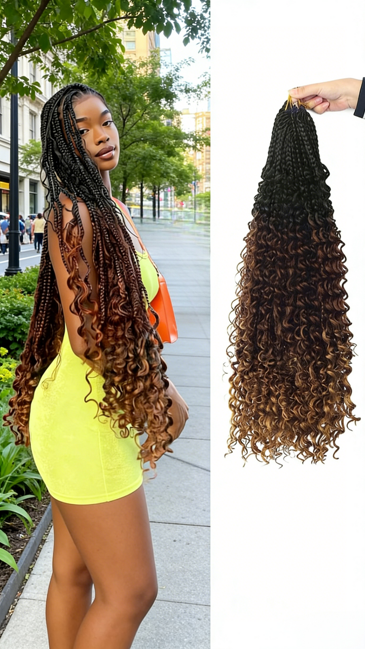 1B/T30 water wave Box Braids Goddess Box Braids Crochet Hair Bohemian Hippie Braids Braiding Hair
