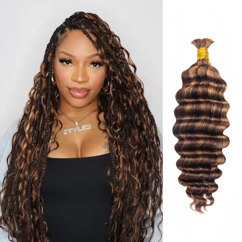 KRN #4/#27/#30 Mix Color Loose Deep Wave Bulk Human Hair For Braiding
