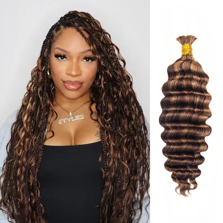 KRN #4/#27/#30 Mix Color Loose Deep Wave Bulk Human Hair For Braiding