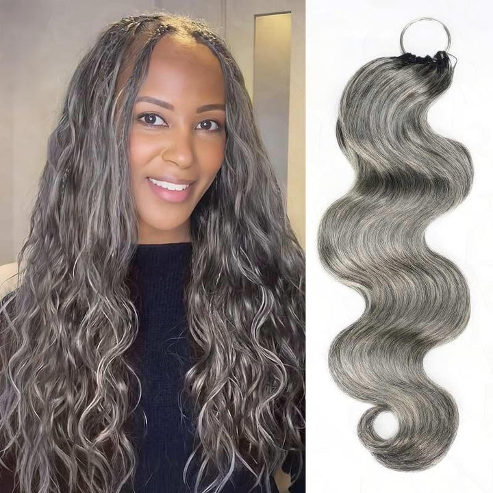 KRN Salt & Pepper Deep Wave Body Wave & Burmese Curly Human Crochet Hair
