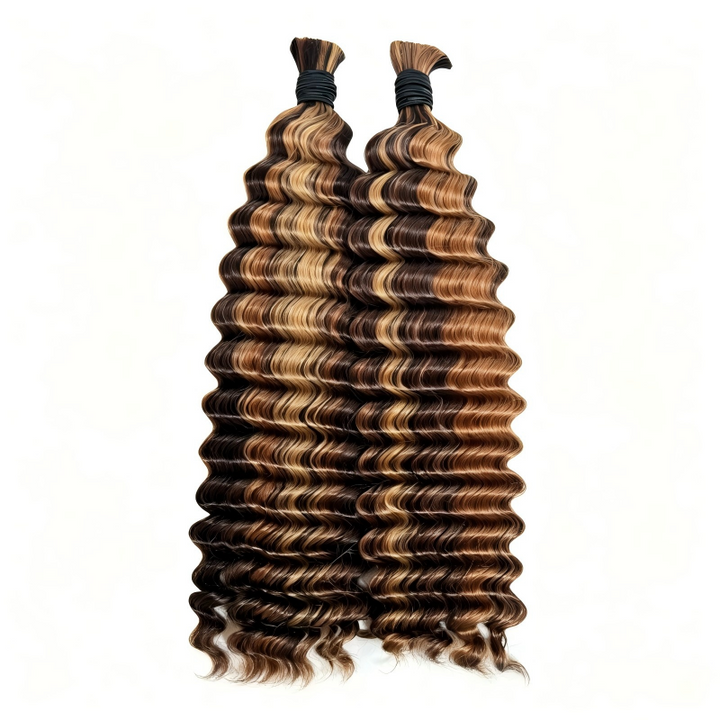 KRN #4A/27/30 Piano Color Deep Wave Bulk Hair For Braiding