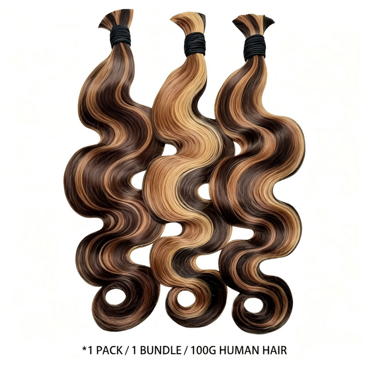 KRN #4A/27/30 Piano Color Body Wave Bulk Human Hair For Braiding