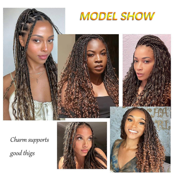 1B/T30 water wave Box Braids Goddess Box Braids Crochet Hair Bohemian Hippie Braids Braiding Hair