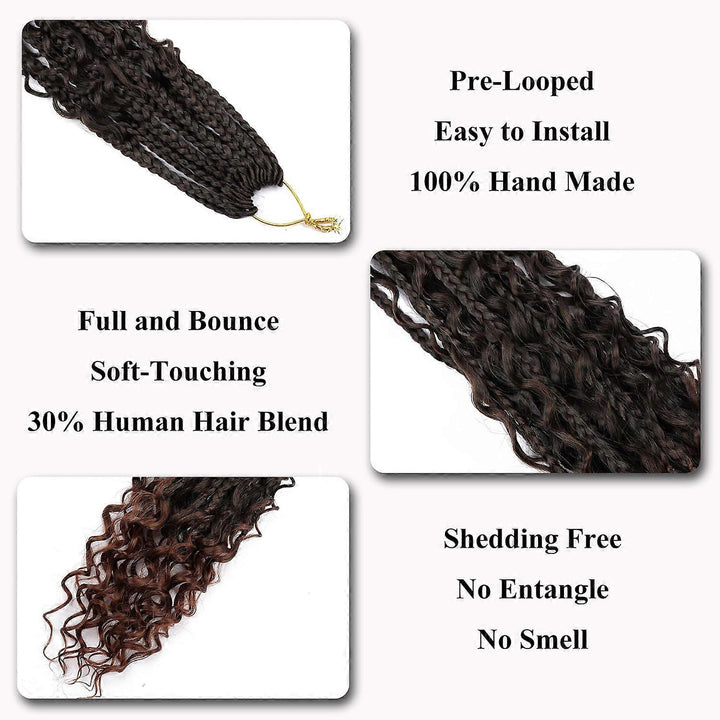 1B/T30 water wave Box Braids Goddess Box Braids Crochet Hair Bohemian Hippie Braids Braiding Hair
