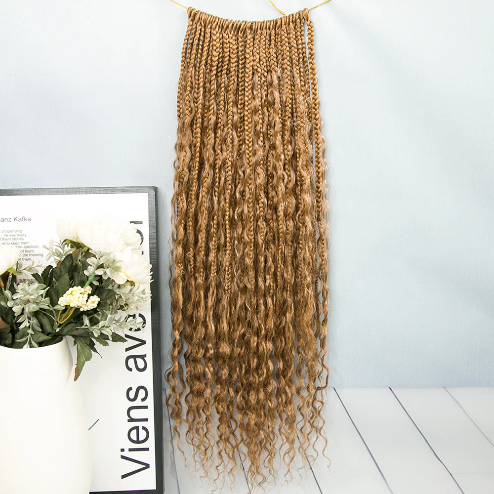 KRN 27# Kinky Curly Blonde Crochet Boho Box Braids "14inch-30inch"