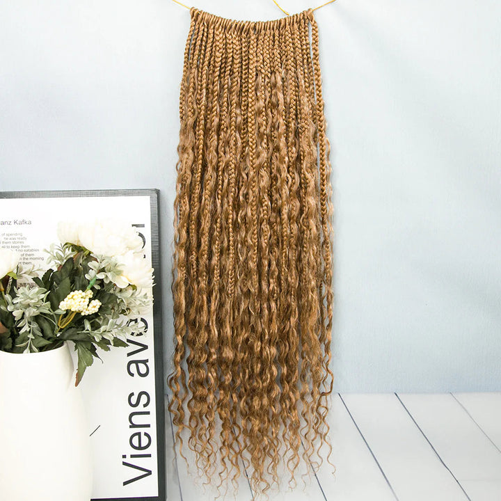 KRN 27# Kinky Curly Blonde Crochet Boho Box Braids "14inch-30inch"