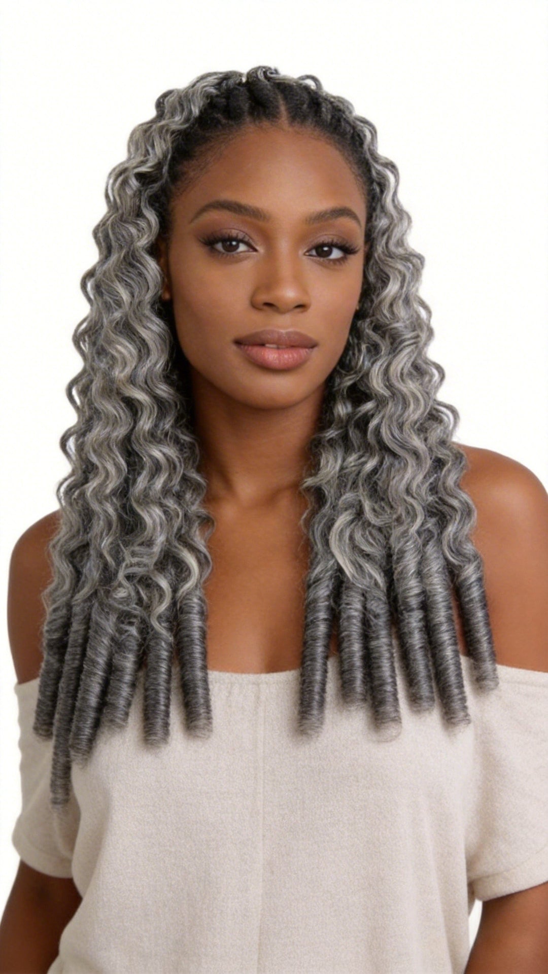 Burmese Curly Feather Crochet Human Hair Salt & Pepper Machine Made Crochet Weave Hair Extensions