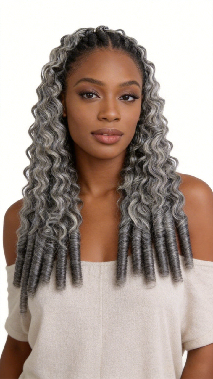 Burmese Curly Feather Crochet Human Hair Salt & Pepper Machine Made Crochet Weave Hair Extensions