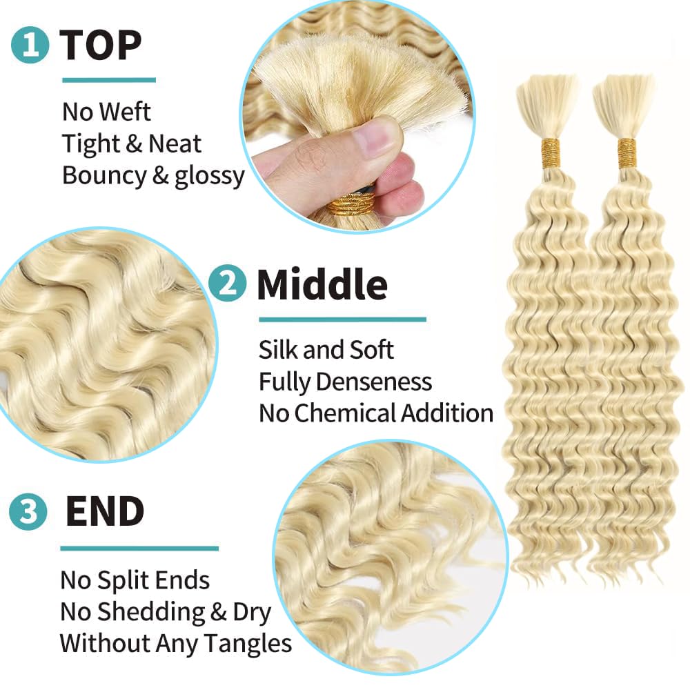 KRN #613 Color Deep Wave Bulk Human Hair For Braiding