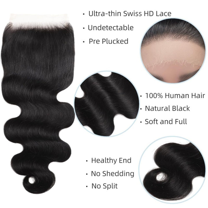 KRN 5X5 Invisible HD Lace Closure Boby Wave