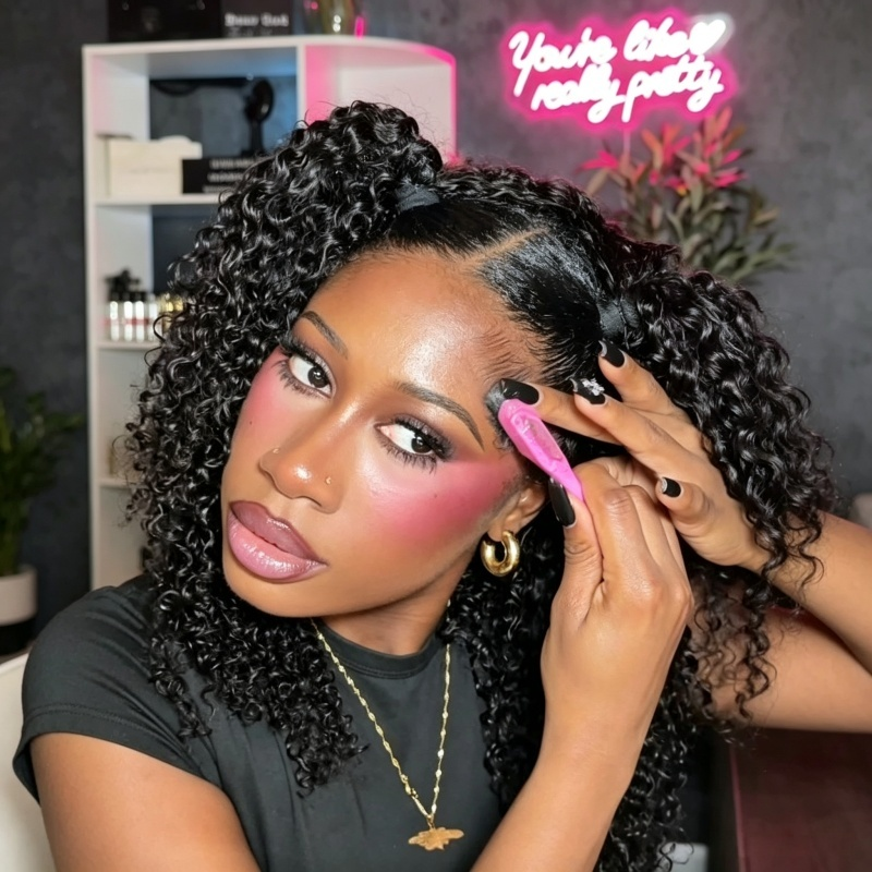 Kinky Curly Half Wig Flexible Fit Drawstring Human Hair Wig