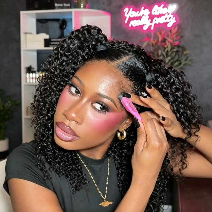 Kinky Curly Half Wig Flexible Fit Drawstring Human Hair Wig