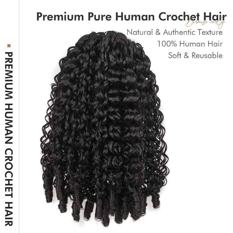 Burmese Curly Feather Crochet Real Human Hair Extensions human Crochet Hair Pre Looped