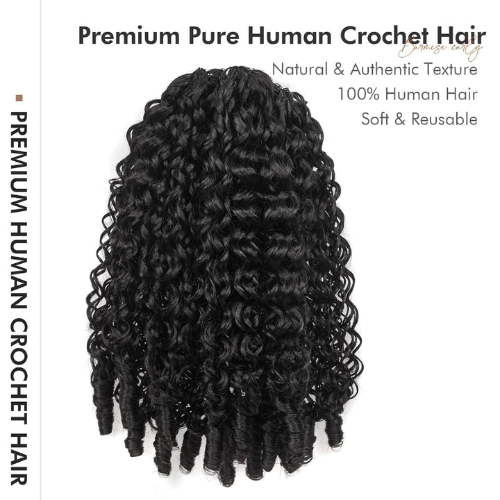 Burmese Curly Feather Crochet Real Human Hair Extensions human Crochet Hair Pre Looped