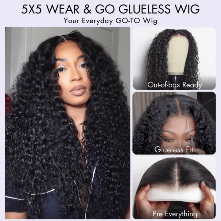 KRN Water Wave 5x5 HD Lace Closure Wig Human Hair