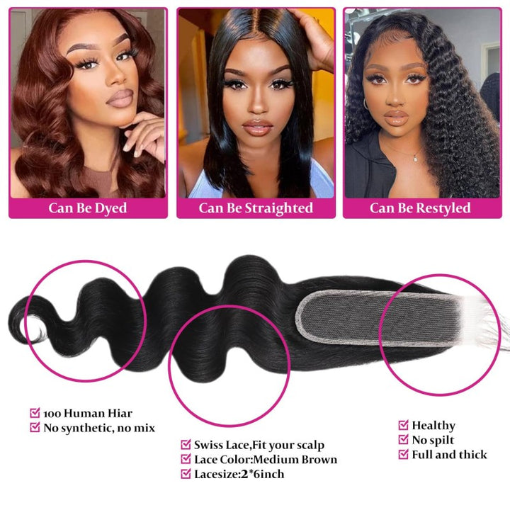 2x6 Invisible HD Lace Closure Body Wave