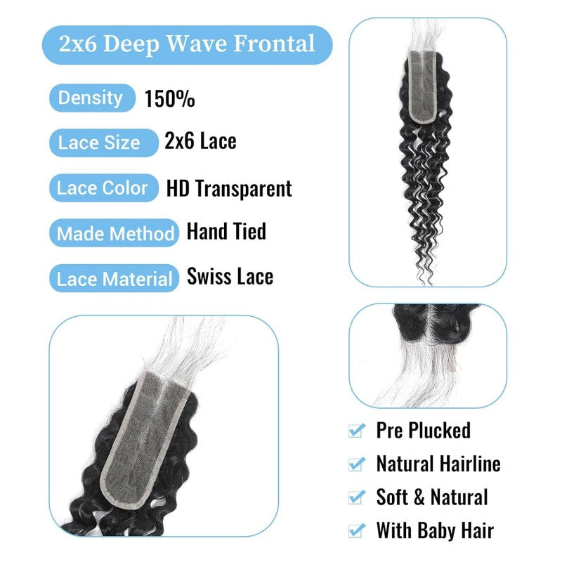 2x6 Invisible HD Lace Closure Deep Wave