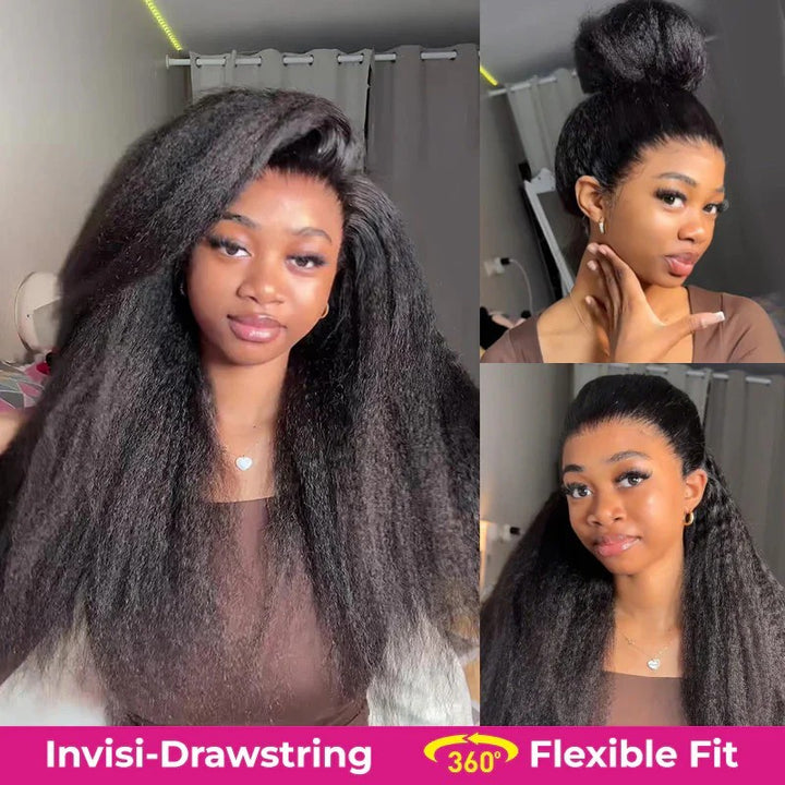 360 Invisible Strap HD Transparent Lace Wig Kinky Straight