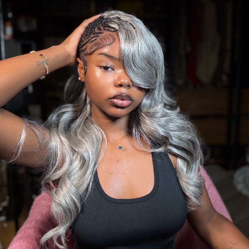 Salt Pepper Body Wave Human Crochet Hair