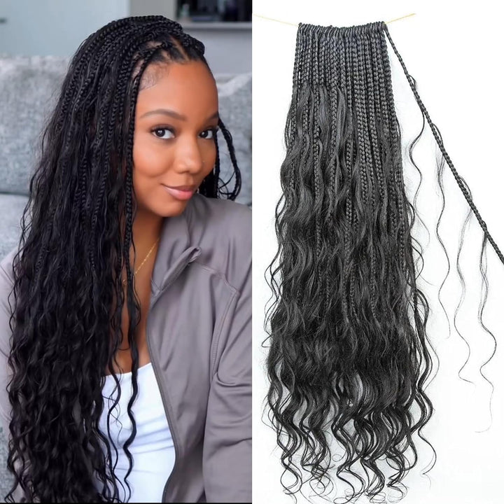 Crochet Mermaid Braids with Human Hair Curls Pre-Looped Loose Wave