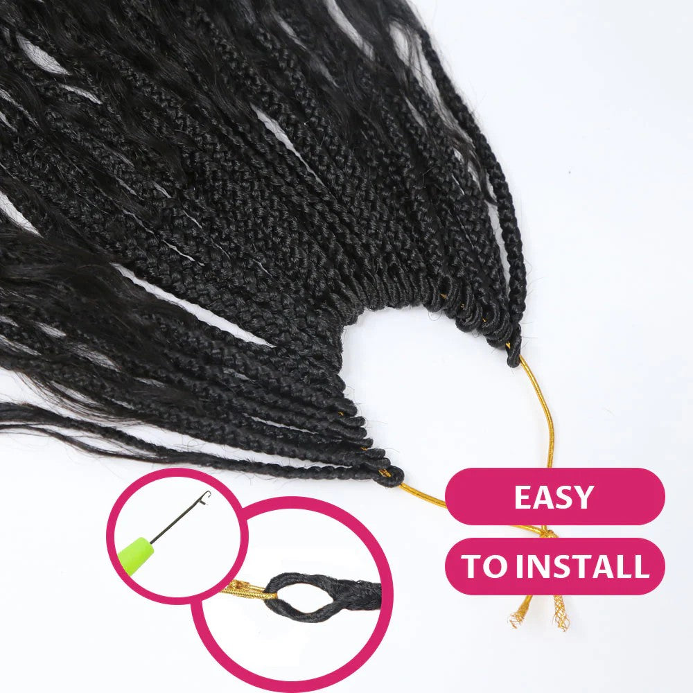 Crochet Mermaid Braids with Human Hair Curls Pre-Looped Loose Wave