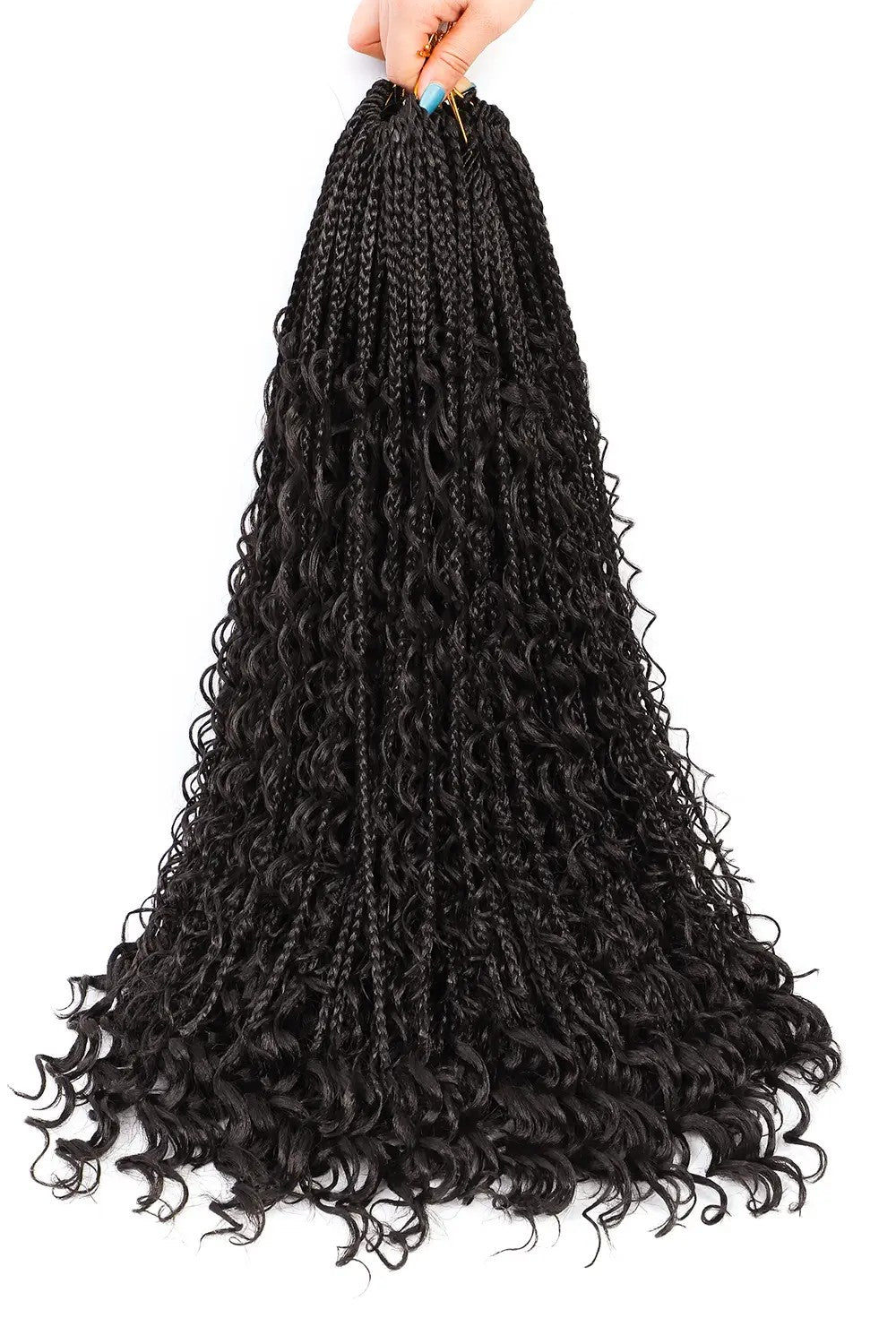 Pre-Looped Boho Crochet Box Braids with Human Hair Deep Wave Curls 20 Strands
