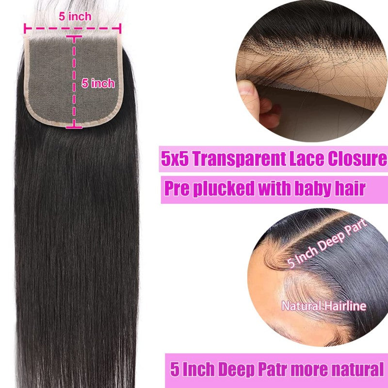 5X5 Invisible HD Lace Closure Straight