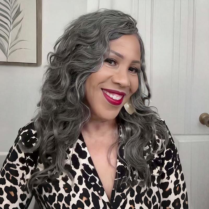 Salt & Pepper Crochet Hair Body Wave Machine Made Feather Human Hair Extension