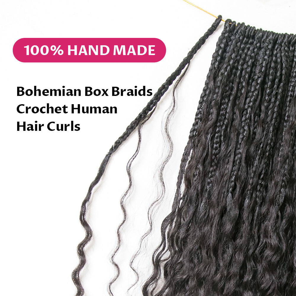 Crochet Mermaid Braids with Human Hair Curls Pre-Looped Loose Wave