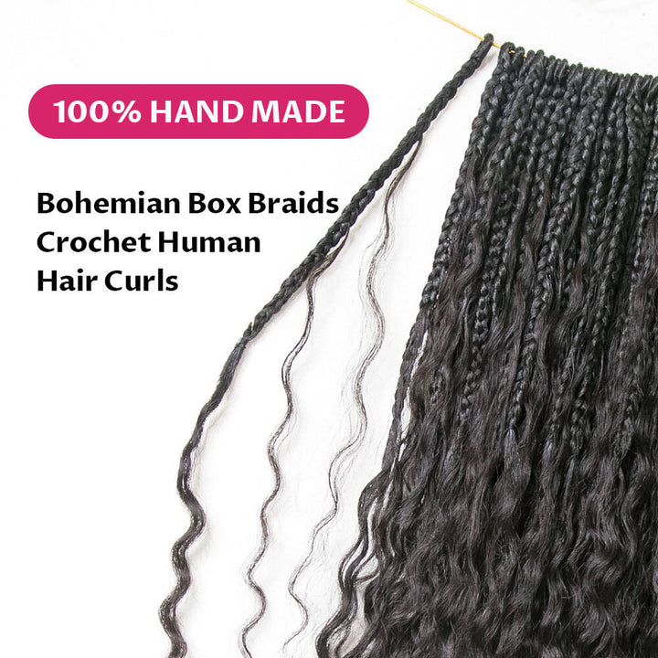 Crochet Mermaid Braids with Human Hair Curls Pre-Looped Loose Wave