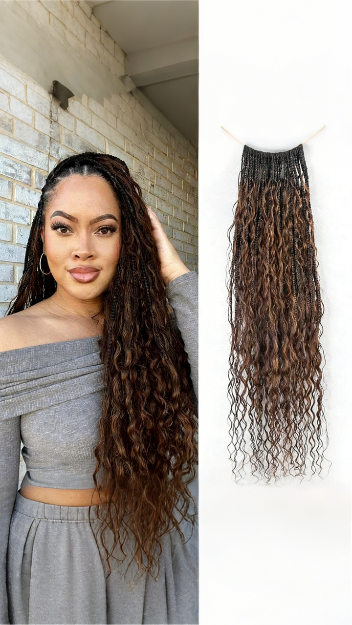 #T1B/4 Color Deep Wave Crochet Boho Box Braids 14-30 Inch