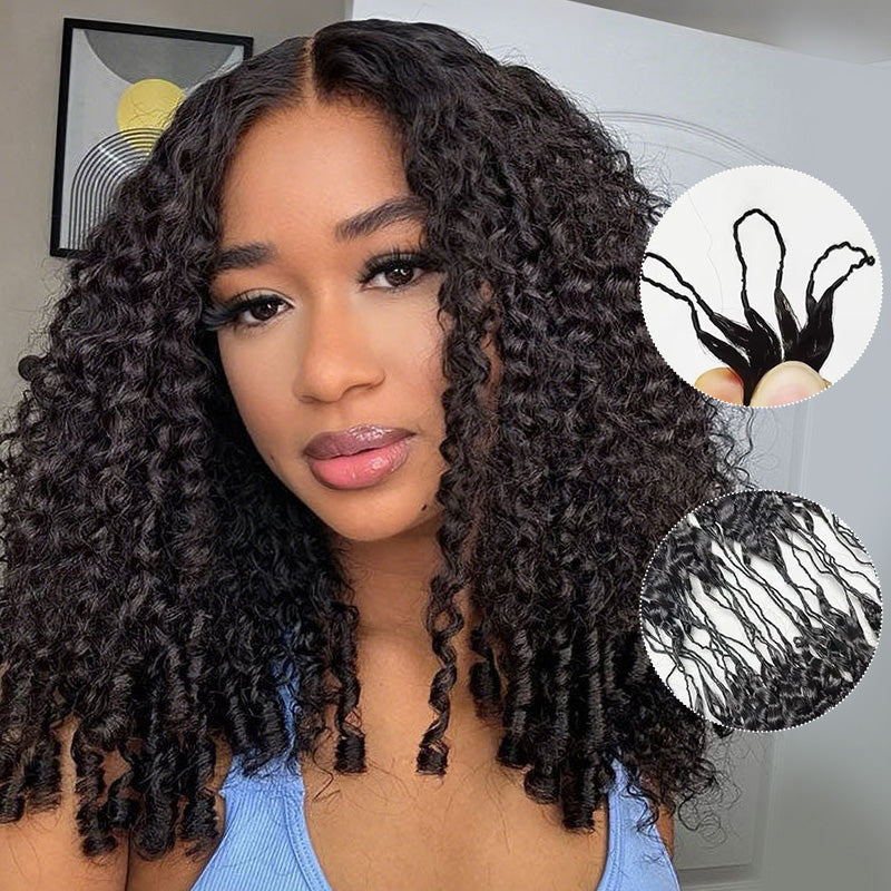 Burmese Curly Feather Crochet Real Human Hair Extensions human Crochet Hair Pre Looped