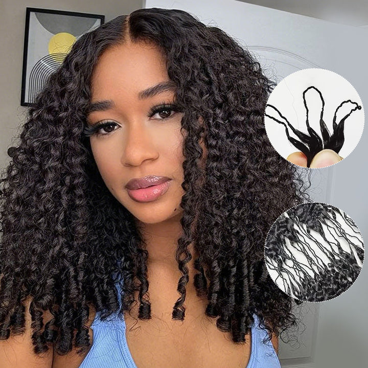 Burmese Curly Feather Crochet Real Human Hair Extensions human Crochet Hair Pre Looped