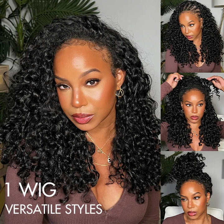 KRN Burmese Curly Half Wig Drawstring Human Hair Wig