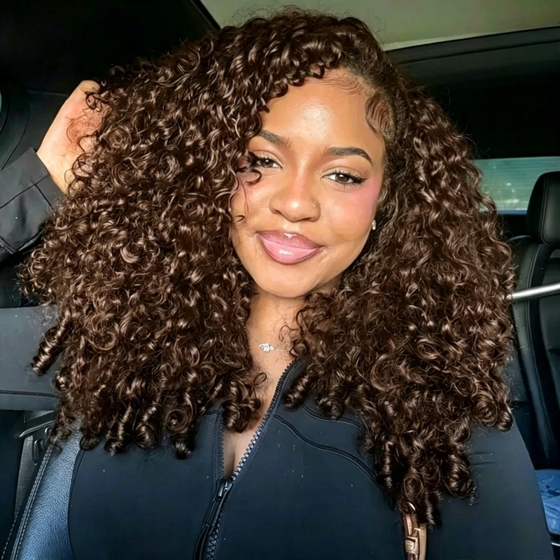 #4 Dark Brown Burmese Curly Human Crochet Hair