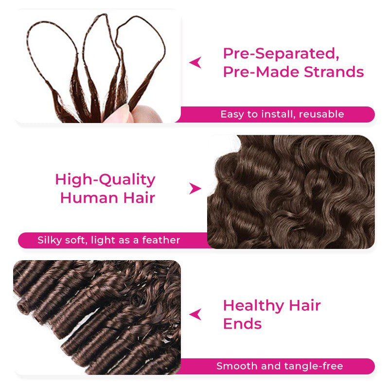 #4 Dark Brown Burmese Curly Human Crochet Hair