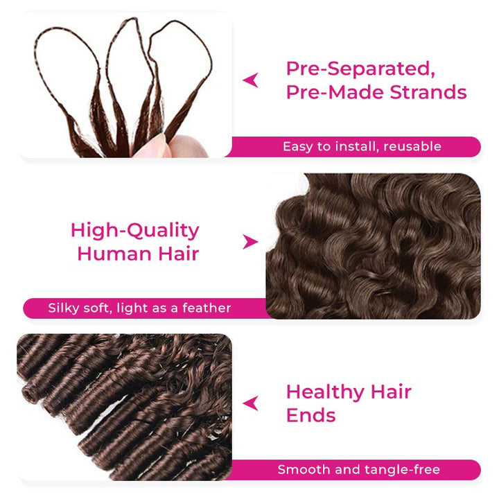 #4 Dark Brown Burmese Curly Human Crochet Hair