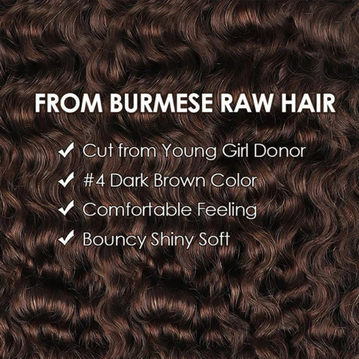 #4 Dark Brown Burmese Curly Human Crochet Hair