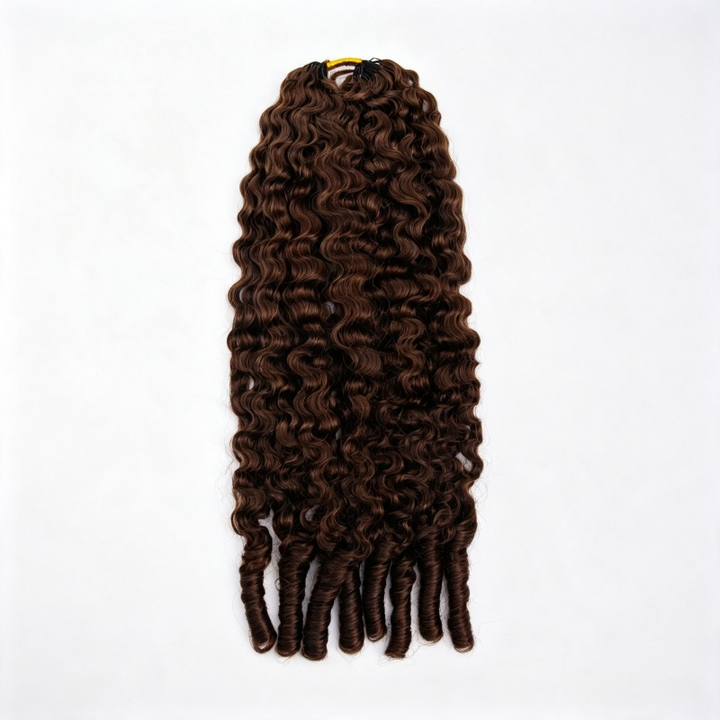 #4 Dark Brown Burmese Curly Human Crochet Hair