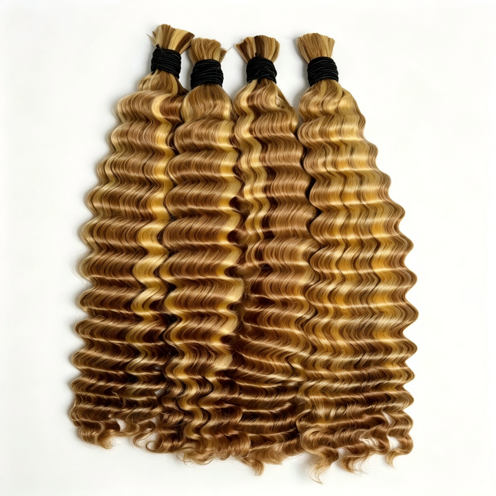 KRN #27/30/613 Piano Color Deep Wave Bulk Human Hair For Braiding