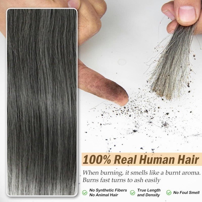 5X5 Invisible Transparent Lace Closure Salt Pepper Straight
