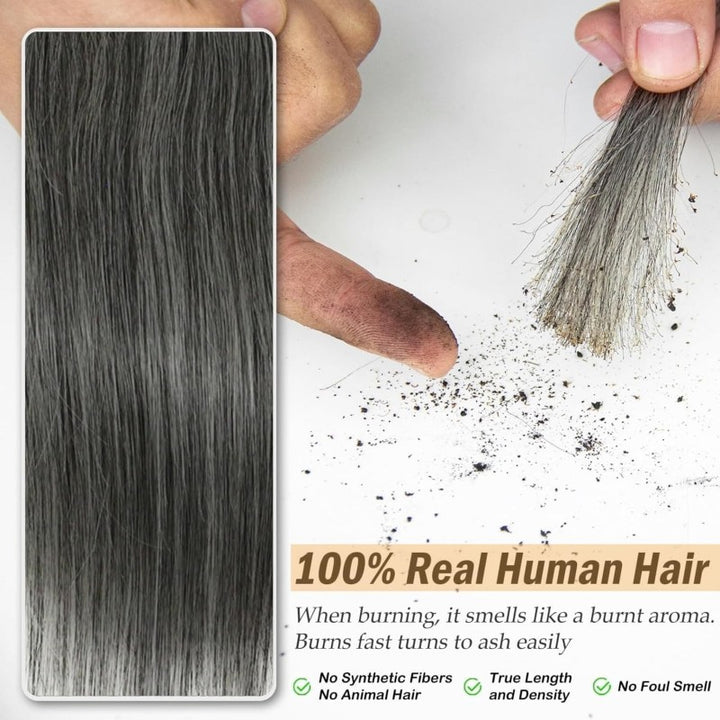 5X5 Invisible Transparent Lace Closure Salt Pepper Straight