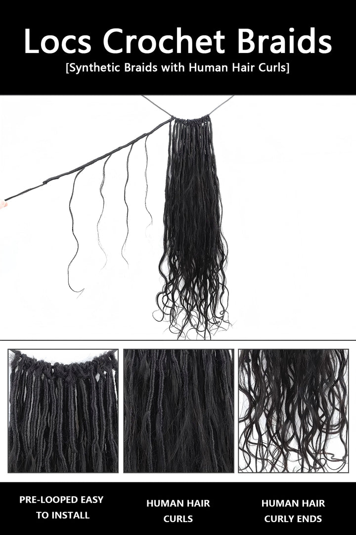 Pre-looped Crochet Boho Locs with Body Wave Virgin Human Hair Curls